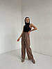 Утеплені жіночі брюки кюлоти з еко-шкіри розміри норма, фото 3