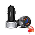 Автомобільний зарядний пристрій + ВОЛЬТМЕТР (12 В - 24 В) / Швидка зарядка QC 3.0 / Адаптер живлення USB, фото 2