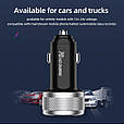 Автомобільний зарядний пристрій + ВОЛЬТМЕТР (12 В - 24 В) / Швидка зарядка QC 3.0 / Адаптер живлення USB, фото 5