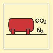 Знак ИМО 05.073 «Цистерна установки пожаротушения СО2/N2» Фотолюминесцентный