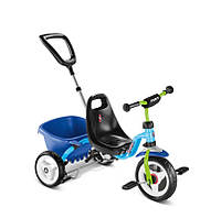 Дитячий триколісний велосипед Puky CAT від 2 до 4 років (синій з блакитним) з прапорцем безпеки