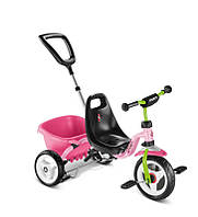 Дитячий триколісний велосипед Puky CAT від 2 до 4 років (салатовий з рожевим) з прапорцем безпеки