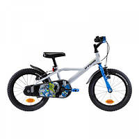 Детский Велосипед 2-х Колесный 16'' B'TWIN 500 (от 4 до 7 лет) Стальной 105 - 120 см Белый/Синий