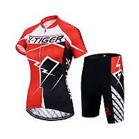 Велокостюм женский X-Тiger XW-DT-15401 Black Red 2XL короткий рукав + шорты велоодежда "Lv"