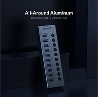 USB хаб Orico BT2U3-13AB USB 3.0 13 портів алюмінієвий з блоком живлення hub концентратор, фото 2
