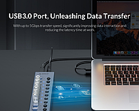 USB хаб Orico BT2U3-13AB USB 3.0 13 портів алюмінієвий з блоком живлення hub концентратор, фото 3