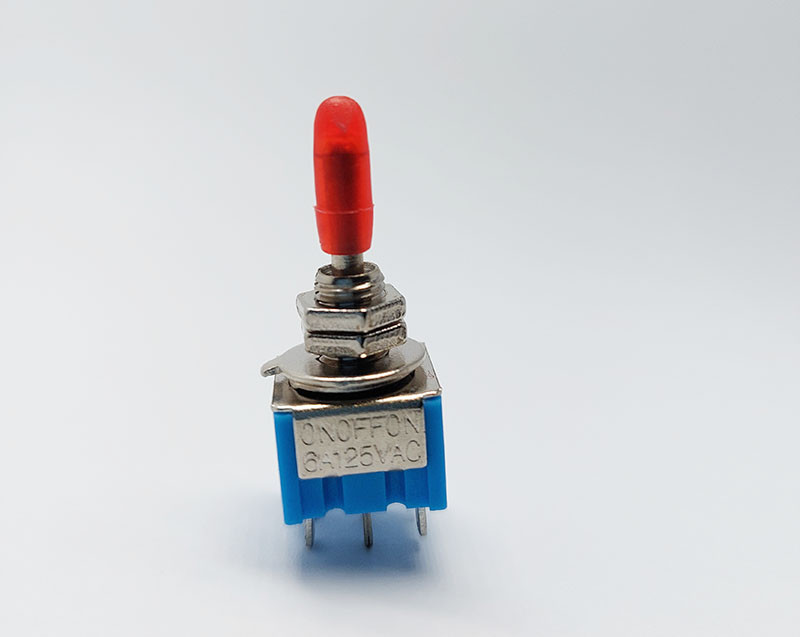 Тумблер MTS-203, 2x3 (6с), 12.5x12x9.5mm, 2 групи, 3 положення, DP3T, ON-OFF-ON, 6 pin, 3A 250VAC, під різьблення М6*0,75