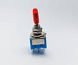 Тумблер MTS-203, 2x3 (6с), 12.5x12x9.5mm, 2 групи, 3 положення, DP3T, ON-OFF-ON, 6 pin, 3A 250VAC, під різьблення М6*0,75, фото 3