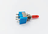Тумблер MTS-203, 2x3 (6с), 12.5x12x9.5mm, 2 групи, 3 положення, DP3T, ON-OFF-ON, 6 pin, 3A 250VAC, під різьблення М6*0,75, фото 4