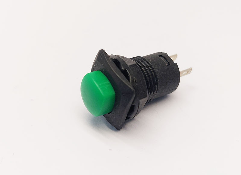 Кнопка DS-225 ЗЕЛЕНА без фіксації, OFF-(ON), 1A/250VAC, 2pin