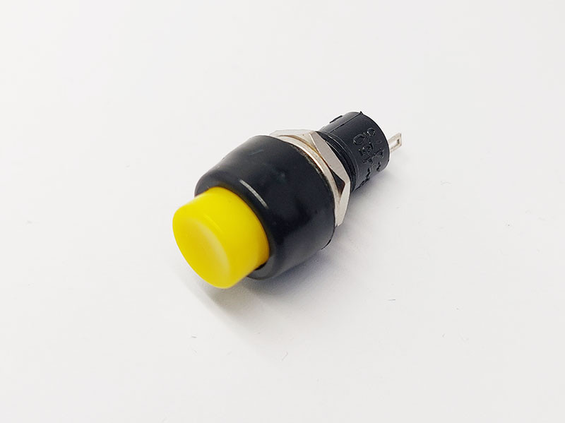 Кнопка DS-451 ЖОВТА без фіксації, OFF-(ON), 2A/250VAC, 2pin
