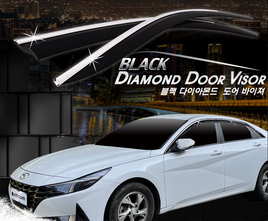 Дефлектори вікон з хром молдингом, вітровики Hyundai Elantra CN7 2020- (Autoclover E454 6шт.)