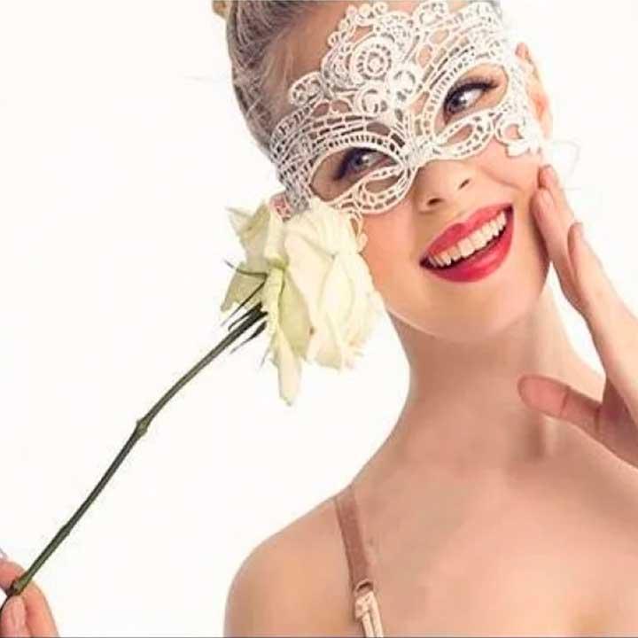 Еротична ажурна маска на очі - Білий - Еротична білизна