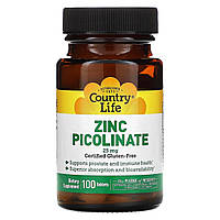 Zinc Picolinate 25 mg Country Life, 100 таблеток