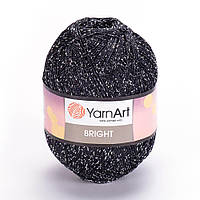 YarnArt BRIGHT (Брайт) № 107 чорний із срібним люрексом (Пряжа, нитки для в'язання)