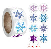 Стикер наклейка декоративная Снежинка набор 100 шт
