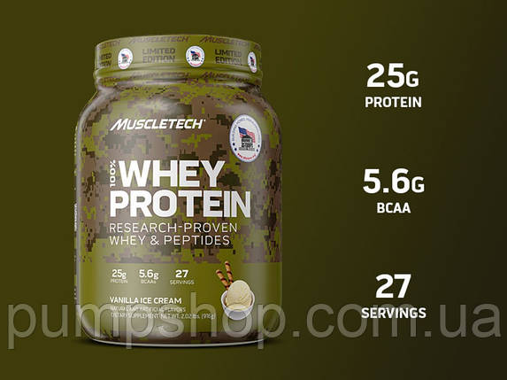 Сироватковий протеїн із пептидами MuscleTech 100% Whey Homes for Our Troops Limited Edition 907 г, фото 3