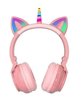 Дитячі бездротові навушники Єдиноріг Cat STN-27 LED Bluetooth котячі вушка з підсвічуванням