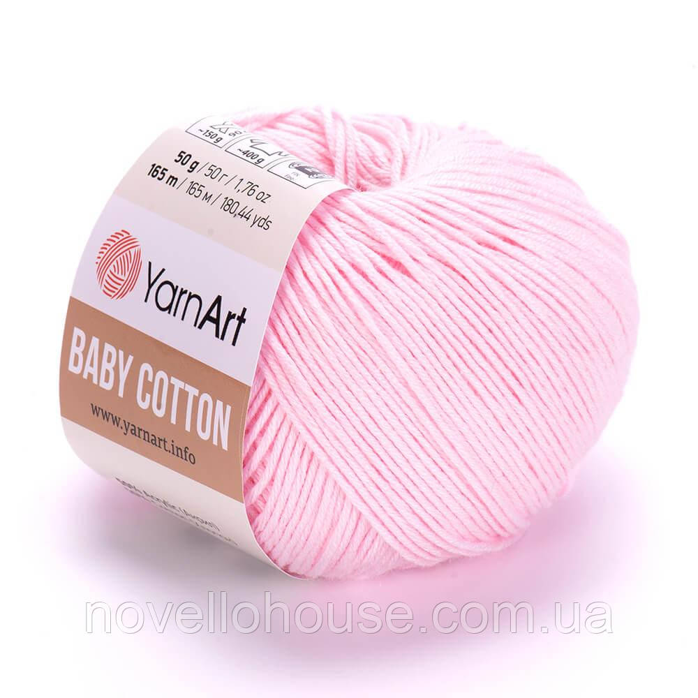 YarnArt BABY COTTON (Бейбі Котон) № 410 світло-рожевий (Пряжа напівбавовна, нитки для в'язання)