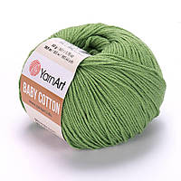 YarnArt BABY COTTON (Бейби Коттон) № 440 зеленая трава (Пряжа полухлопок, нитки для вязания)