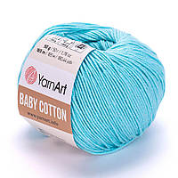 YarnArt BABY COTTON (Бейби Коттон) № 446 бирюзовый (Пряжа полухлопок, нитки для вязания)