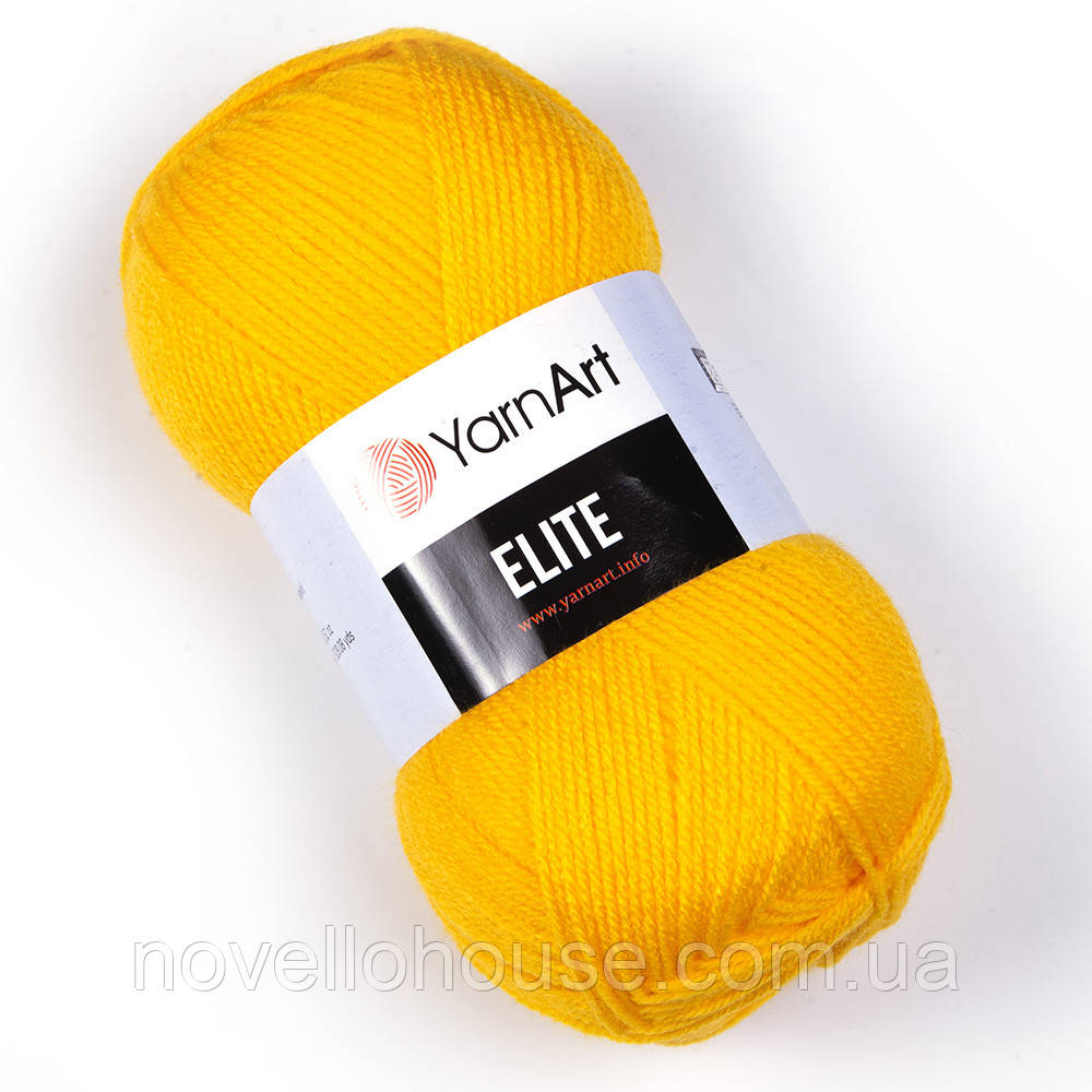 Yarnart ELITE (Еліт) № 32 жовтий (Пряжа акрилова, нитки для в'язання)