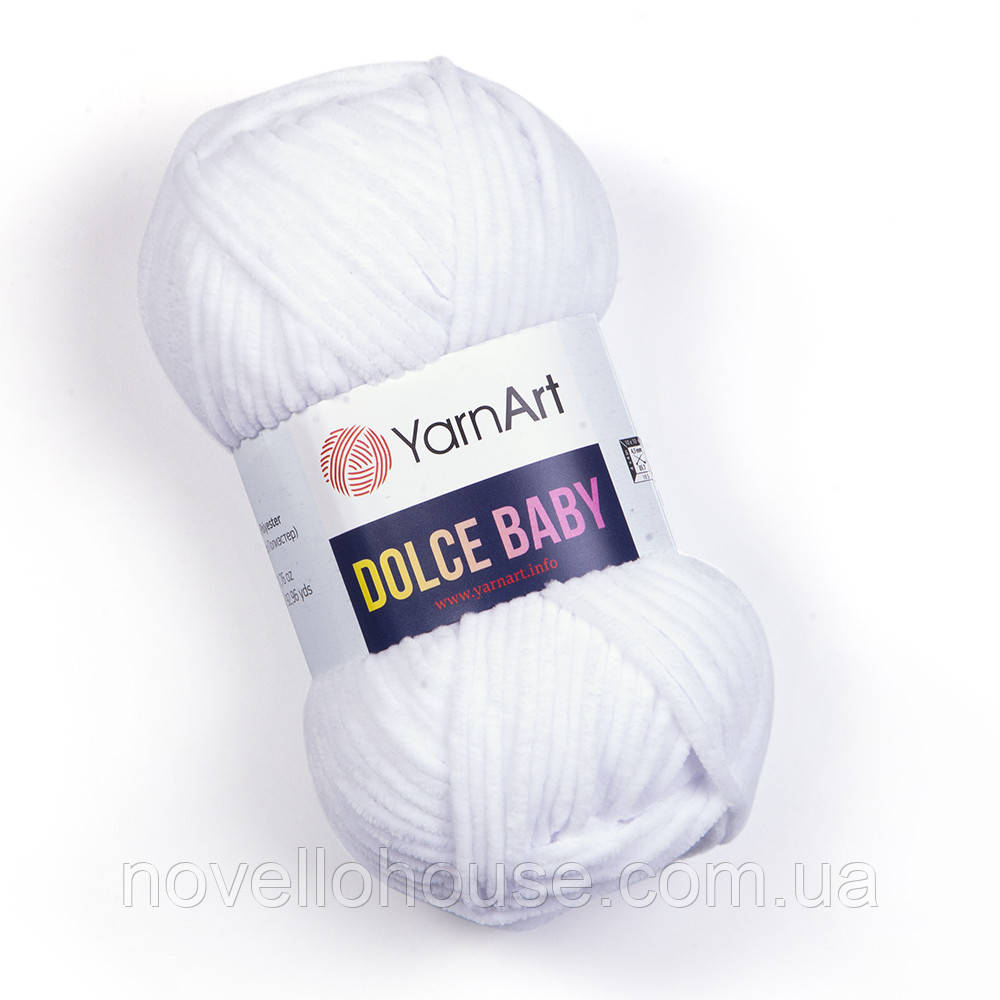 Yarnart DOLCE BABY (Дольче Бейбі) №741 білий (Пряжа плюшева, нитки велюр для в'язання)