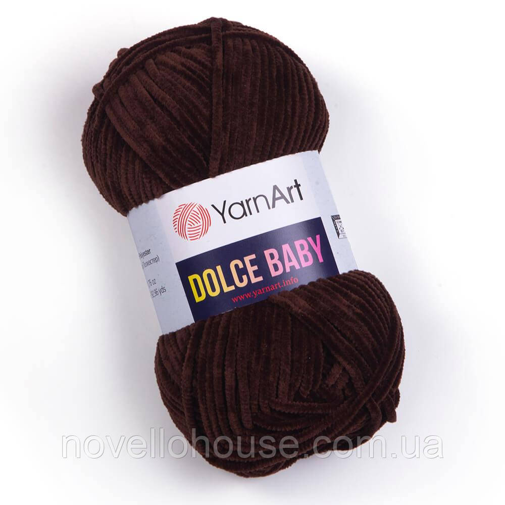 Yarnart DOLCE BABY (Дольче Бейбі) №775 коричневий (Пряжа плюшева, нитки велюр для в'язання)