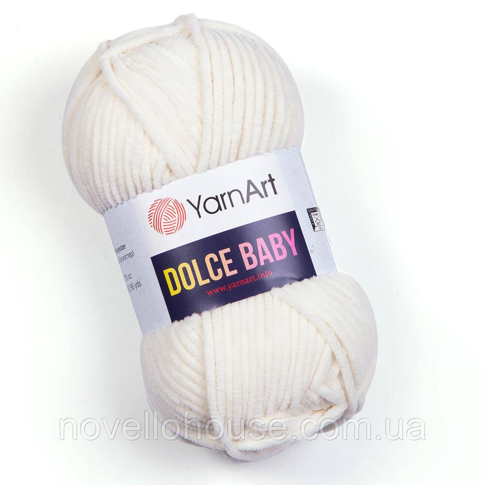 Yarnart DOLCE BABY (Дольче Бейбі) №745 молочний (Пряжа плюшева, нитки велюр для в'язання)