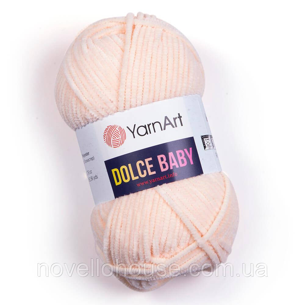 Yarnart DOLCE BABY (Дольче Бейбі) №779 ніжний персик (Пряжа плюшева, нитки велюр для в'язання)