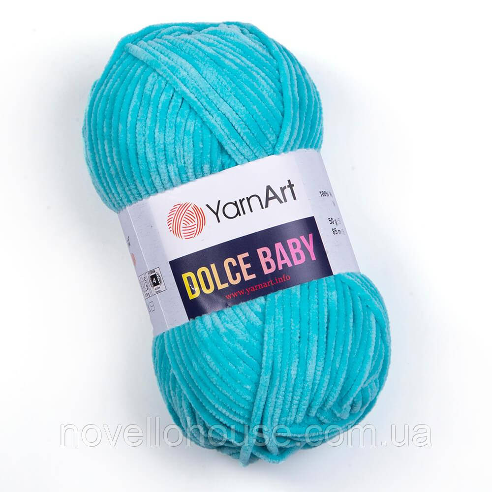 Yarnart DOLCE BABY (Дольче Бейбі) №746 світло-бірюзовий (Пряжа плюшева, нитки велюр для в'язання)