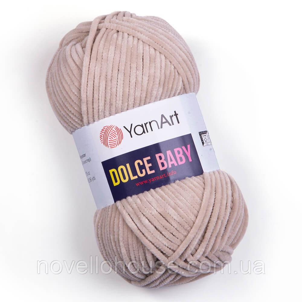 Yarnart DOLCE BABY (Дольче Бейбі) №771 світло-бежевий (Пряжа плюшева, нитки велюр для в'язання)