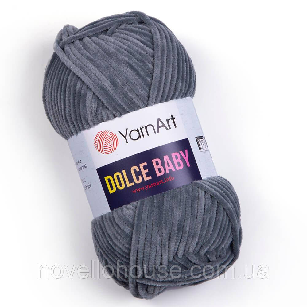 Yarnart DOLCE BABY (Дольче Бейбі) №760 темно-сірий (Пряжа плюшева, нитки велюр для в'язання)
