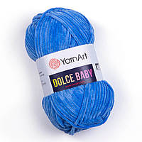 Yarnart DOLCE BABY (Дольче Бейби) №777 темно-голубой (Пряжа плюшевая, нитки велюр для вязания)