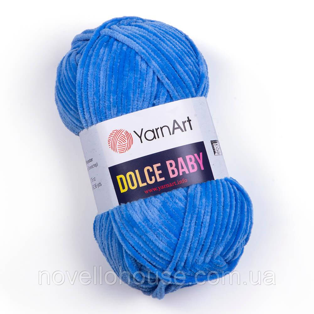 Yarnart DOLCE BABY (Дольче Бейбі) №777 темно-блакитний (Пряжа плюшева, нитки велюр для в'язання)