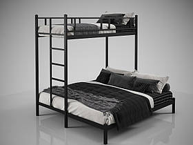 Двоярусне ліжко тримісне Tenero Фулхем 80х200-160х200 см металеве чорне