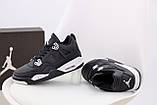 Чоловічі кросівки Nike Air Jordan 4 Retro, чорні шкіряні кросівки найк аір джордан 4 ретро аїр, фото 3