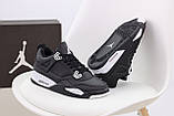 Чоловічі кросівки Nike Air Jordan 4 Retro, чорні шкіряні кросівки найк аір джордан 4 ретро аїр, фото 6