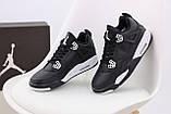Чоловічі кросівки Nike Air Jordan 4 Retro, чорні шкіряні кросівки найк аір джордан 4 ретро аїр, фото 7
