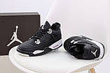 Чоловічі кросівки Nike Air Jordan 4 Retro, чорні шкіряні кросівки найк аір джордан 4 ретро аїр, фото 8