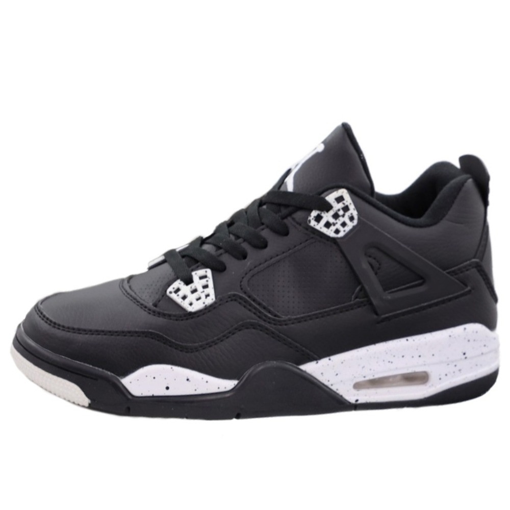 Чоловічі кросівки Nike Air Jordan 4 Retro, чорні шкіряні кросівки найк аір джордан 4 ретро аїр, фото 1