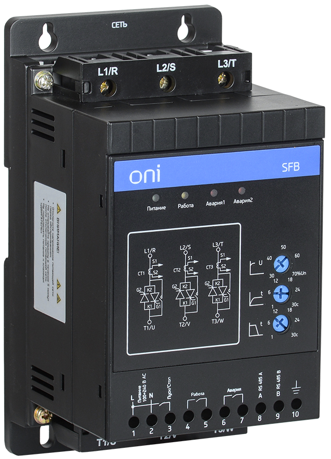 Пристрій плавного пуску SFB 380В 3Ф 1,1 кВт 2,2 A Uупр 110-220В Modbus VONI