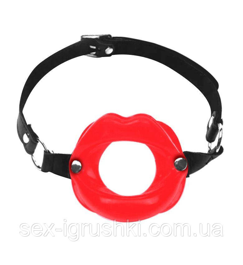 Кляп розширювач в формі губ Art of Sex - Gag Lips, натуральна шкіра SO5148