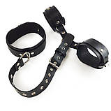 Фіксатори для шиї та рук Art of Sex - Bondage Set з натуральної шкіри, колір чорний SO5184, фото 4