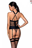Сітчастий комплект корсет з халтером, зйомні підв'язки та трусики Amanda Corset black S/M - Passion SO5319, фото 2