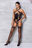 Сітчастий комплект корсет з халтером, зйомні підв'язки та трусики Amanda Corset black S/M - Passion SO5319, фото 3