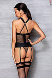 Сітчастий комплект корсет з халтером, зйомні підв'язки та трусики Amanda Corset black S/M - Passion SO5319, фото 4