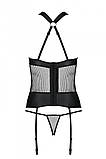 Сітчастий комплект корсет з халтером, зйомні підв'язки та трусики Amanda Corset black S/M - Passion SO5319, фото 6