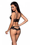 Комплект з еко-шкіри та мережива Loona Set black L/XL - Passion, бра і трусики SO5361, фото 3