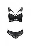 Комплект з еко-шкіри та мережива Loona Set black L/XL - Passion, бра і трусики SO5361, фото 6